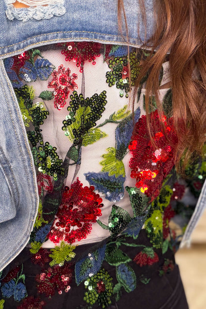 Hidden Bloom Floral Sequin Jacket