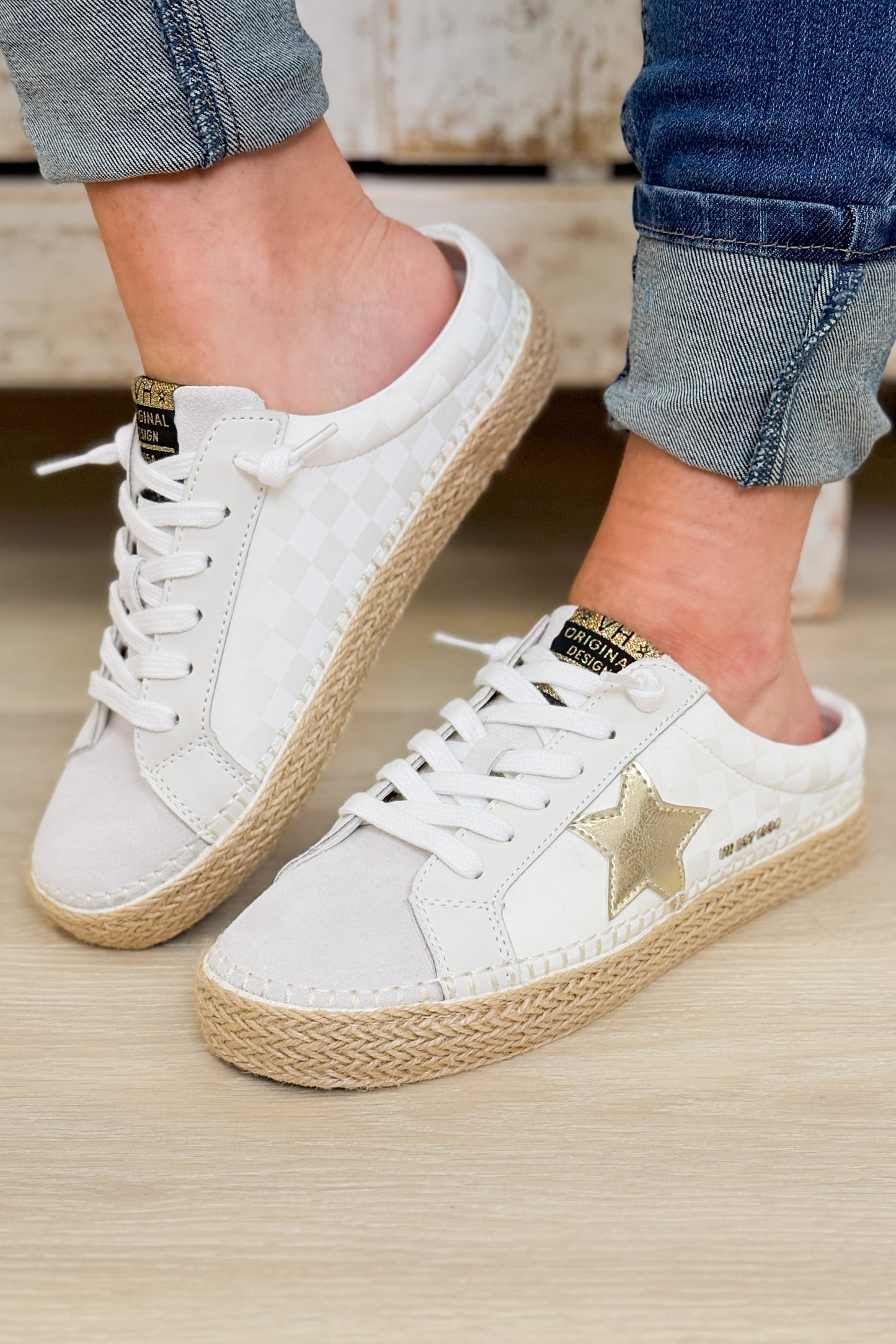 Vintage Havana Melody Slip Ons - White Checkered