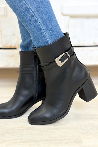 Timmy Buckle Dressy Booties - Black