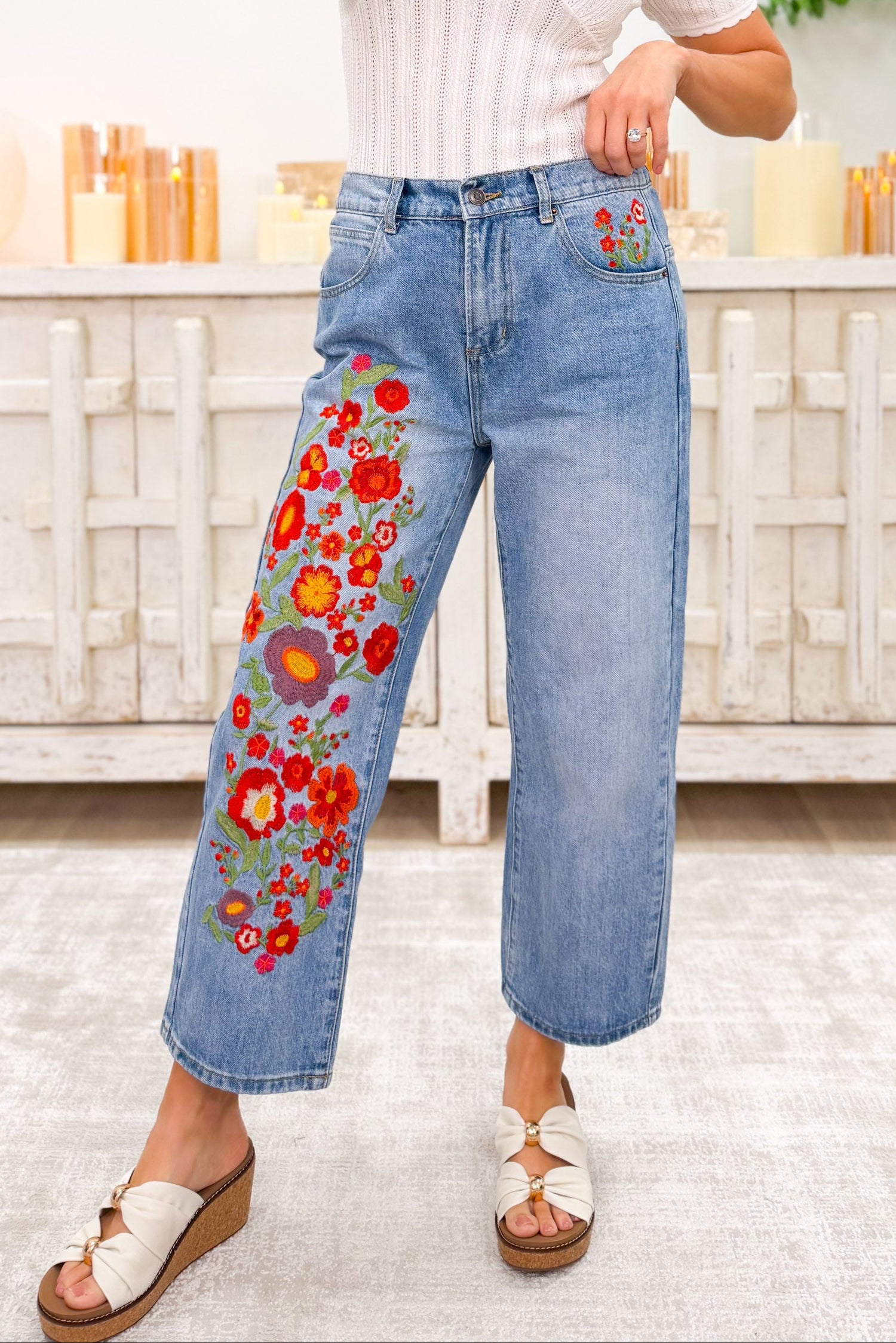 Wildflower Floral Embroidered Jeans