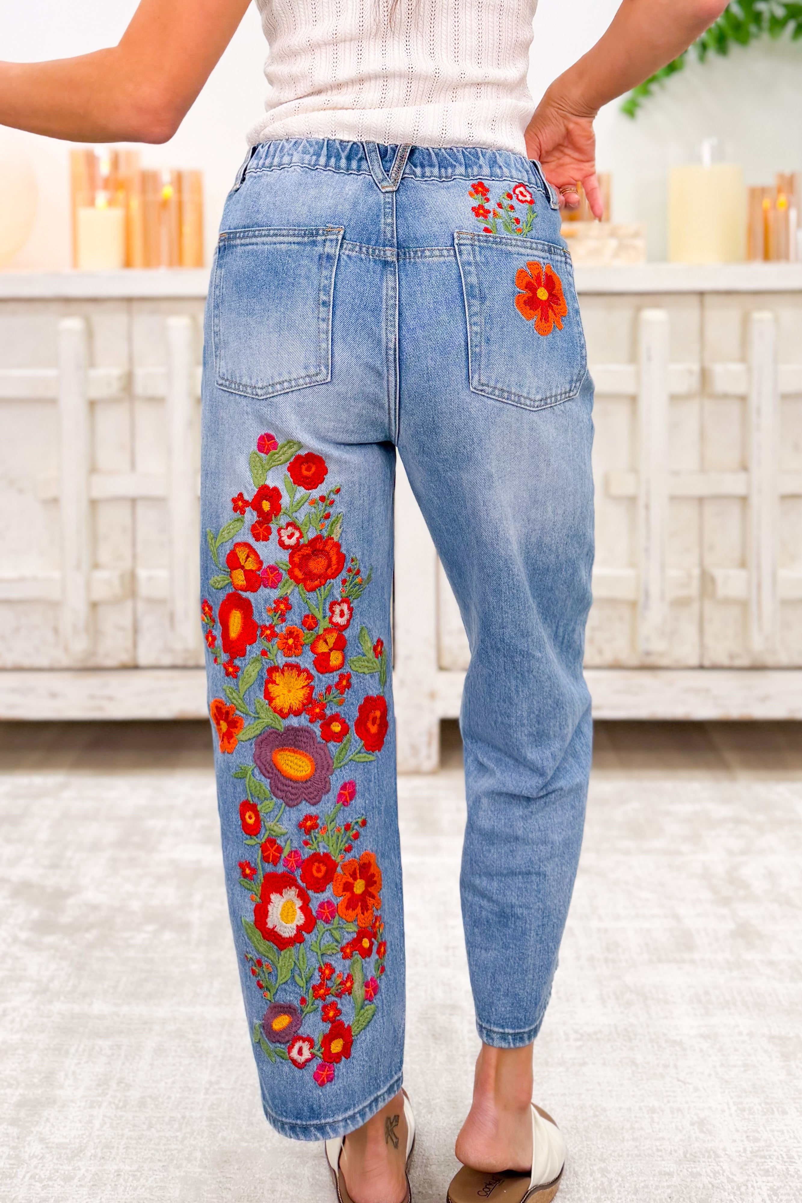 Wildflower Floral Embroidered Jeans – By Alexa Rae