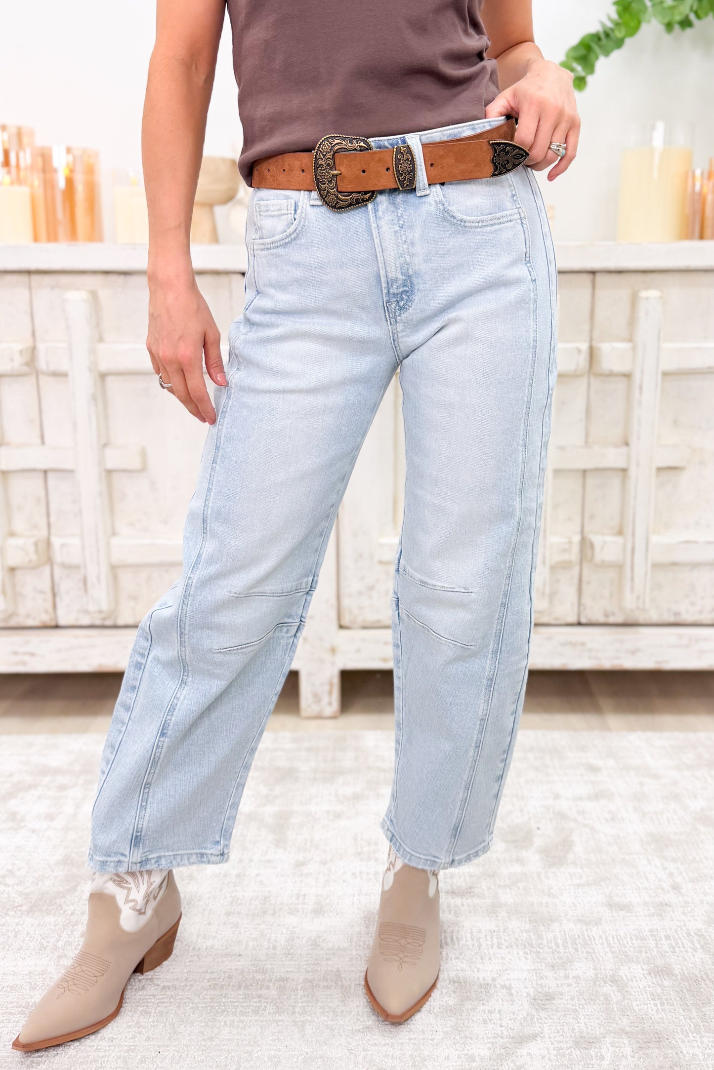 Seamed To Shine By Flying Monkey - High Rise Barrel Jeans