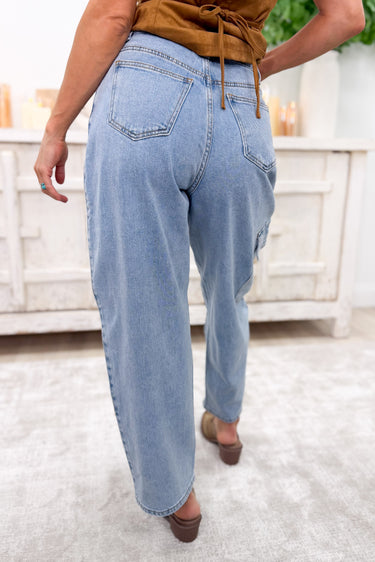 Cowgirl Spark By Blue B - Cargo Barrel Jeans - Light Wash