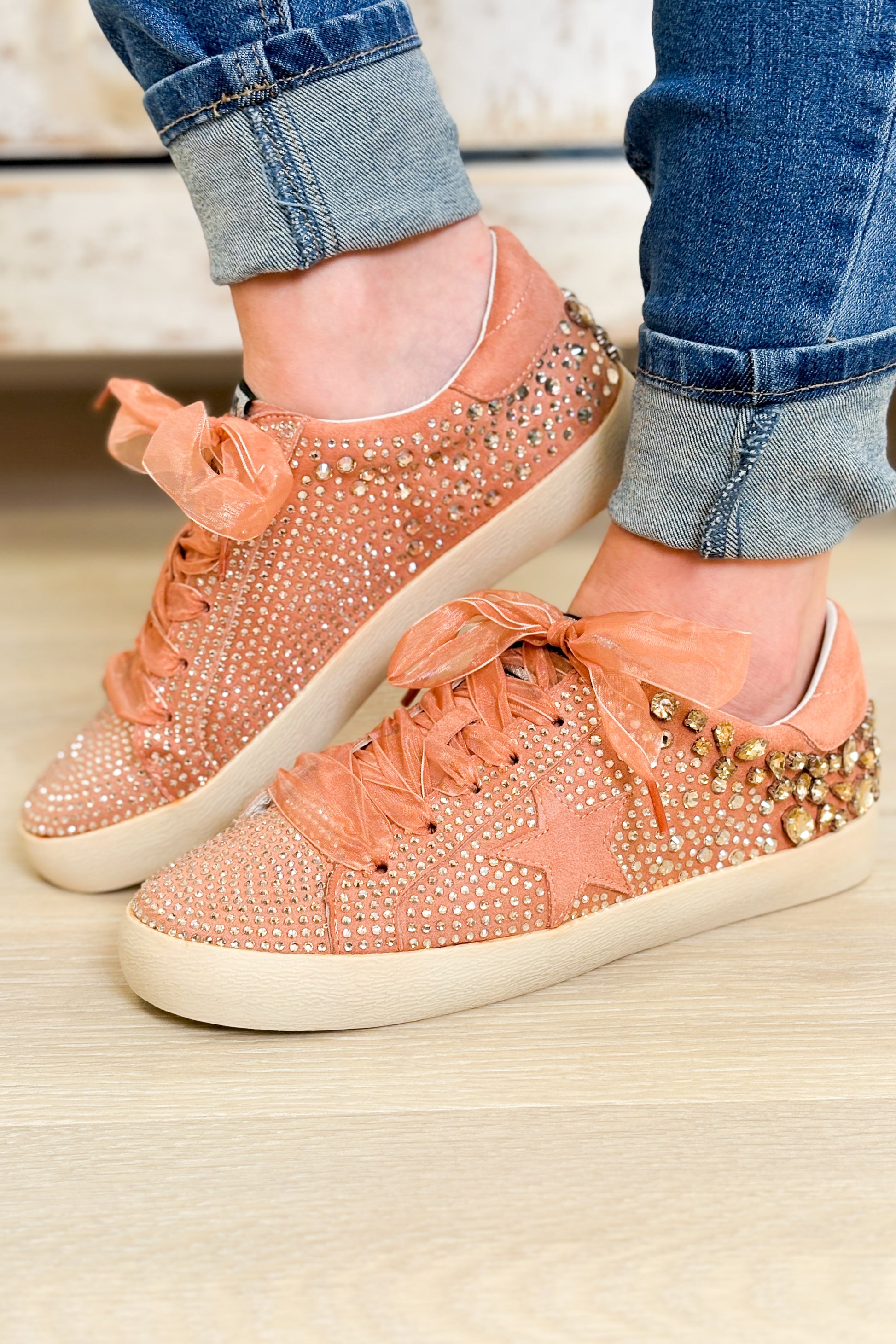 Goldie Embellished Sneakers - Taupe