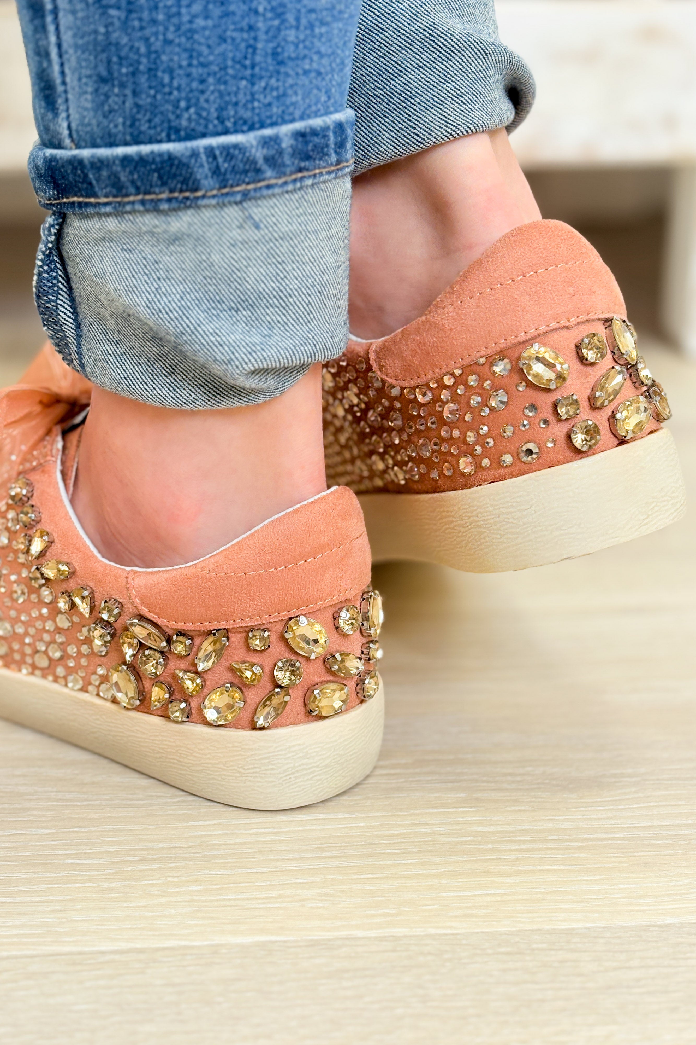 Goldie Rapper Trainers Goldie Embellished Sneakers - Taupe – By Alexa Rae