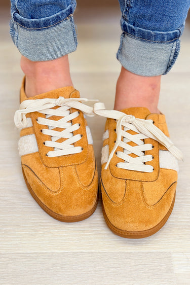 Sandra Fur Stripe Backless Mule Sneakers - Camel