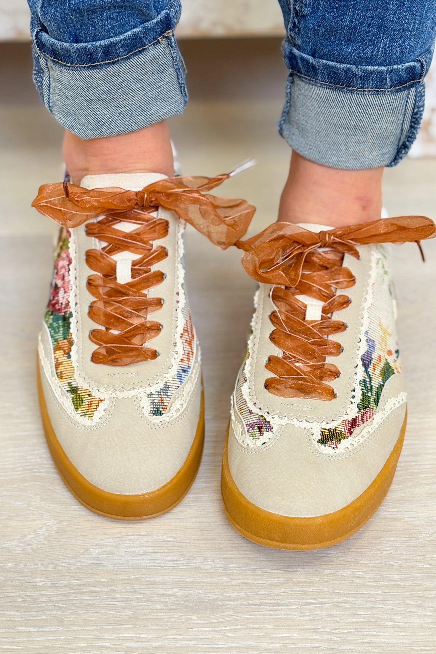 Destiny Platform Sneakers - Floral Taupe