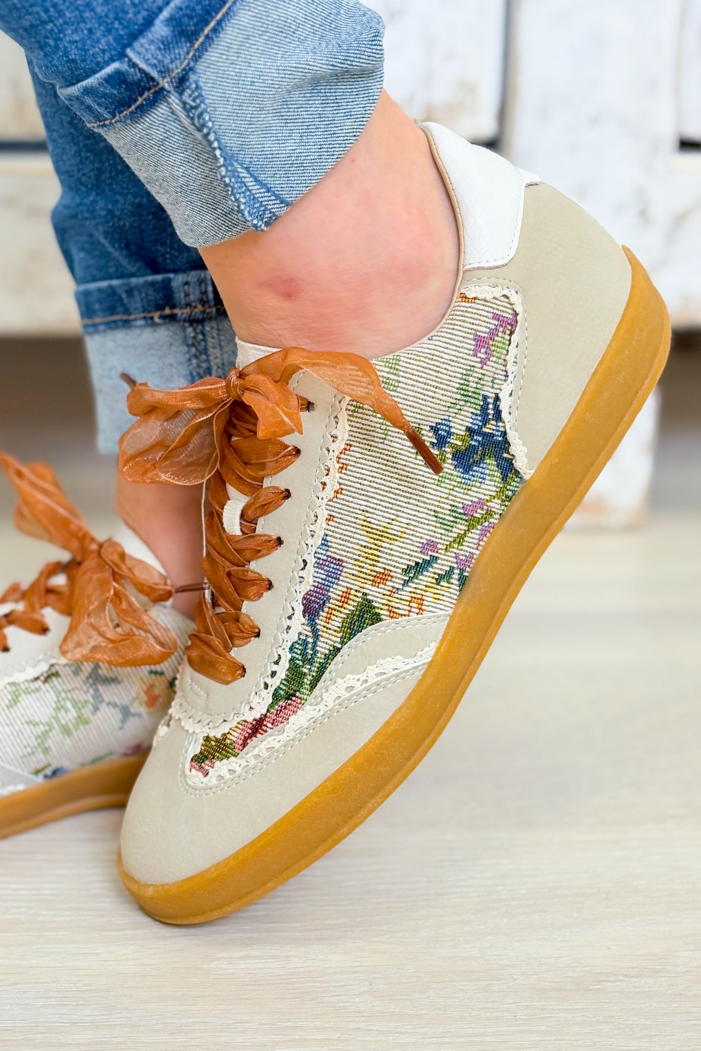 Destiny Platform Sneakers - Floral Taupe