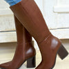 Vapor Pointed Toe Block Heel Tall Boots - Brown