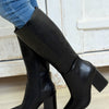 Vapor Pointed Toe Block Heel Tall Boots - Black