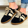 Sandra Fur Stripe Backless Mule Sneakers - Black
