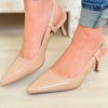 Betty Strap Back Heels - Nude Patten