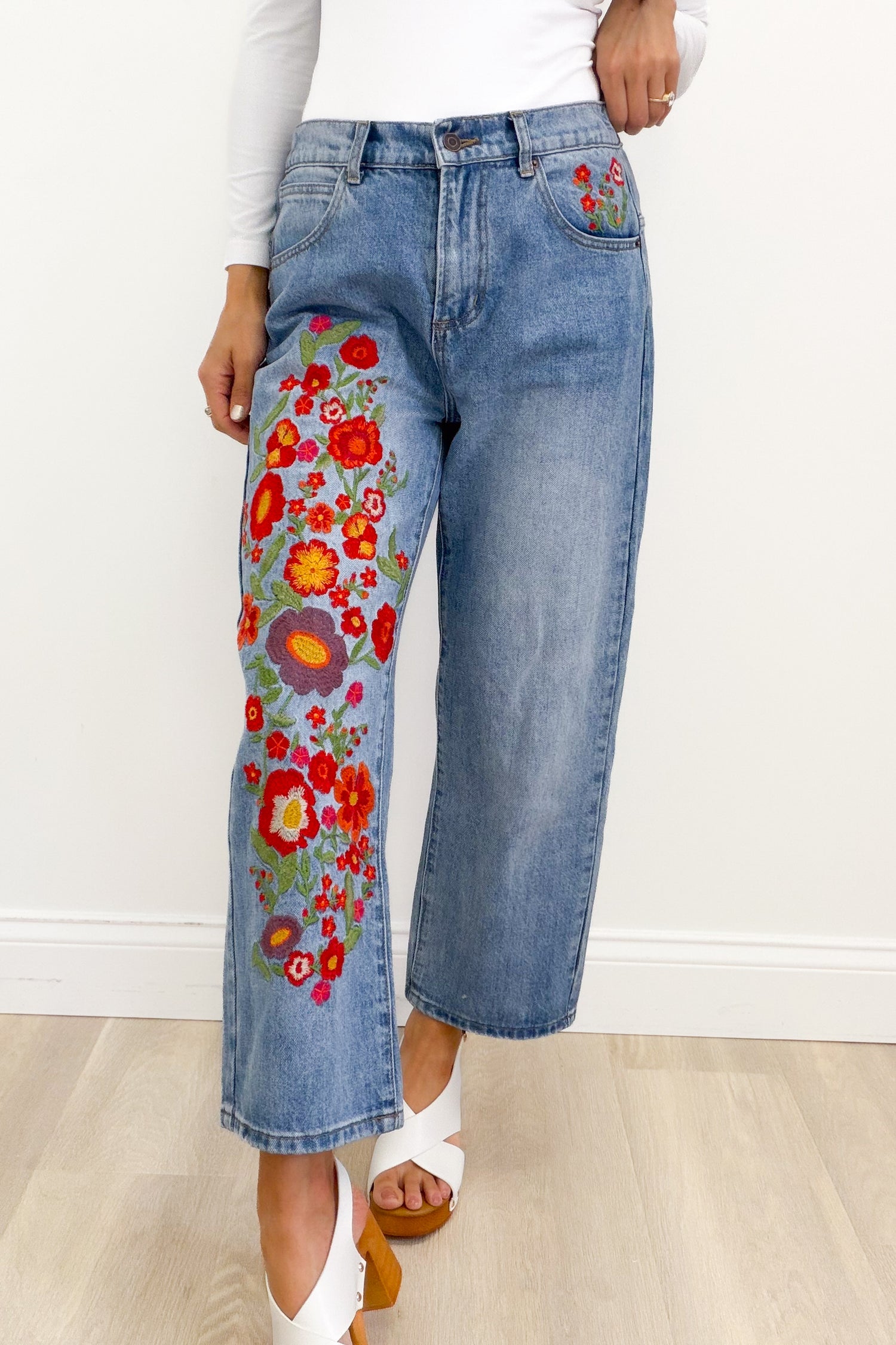 Wildflower Floral Embroidered Jeans