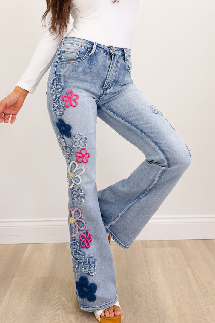 Daisy Dream By BAR Label Floral Jeans - Denim Pink
