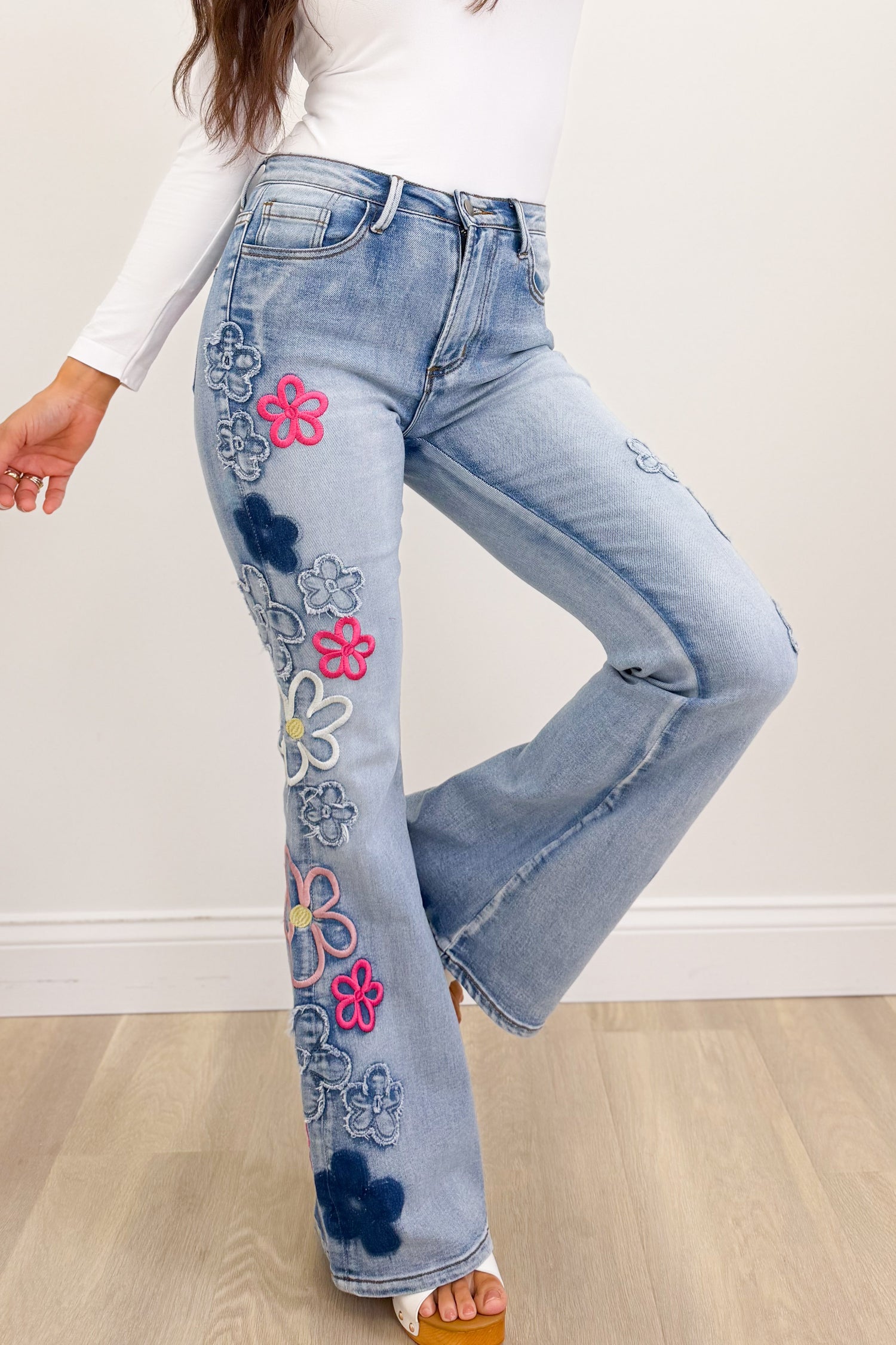 Daisy Dream By BAR Label Floral Jeans - Denim Pink