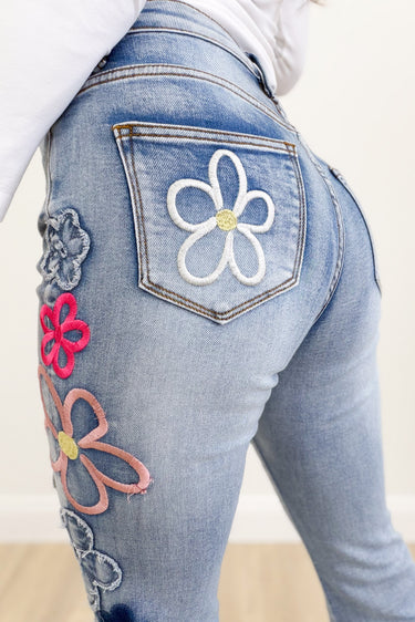 Daisy Dream By Denim BAR Floral Jeans - Denim Pink