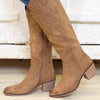 Wilde Tall Western Block Heel Boots - Taupe Suede