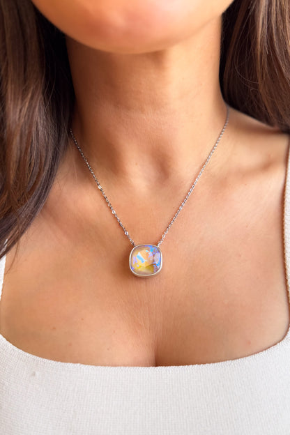 Crystal Glow Square Necklace - Fairytale