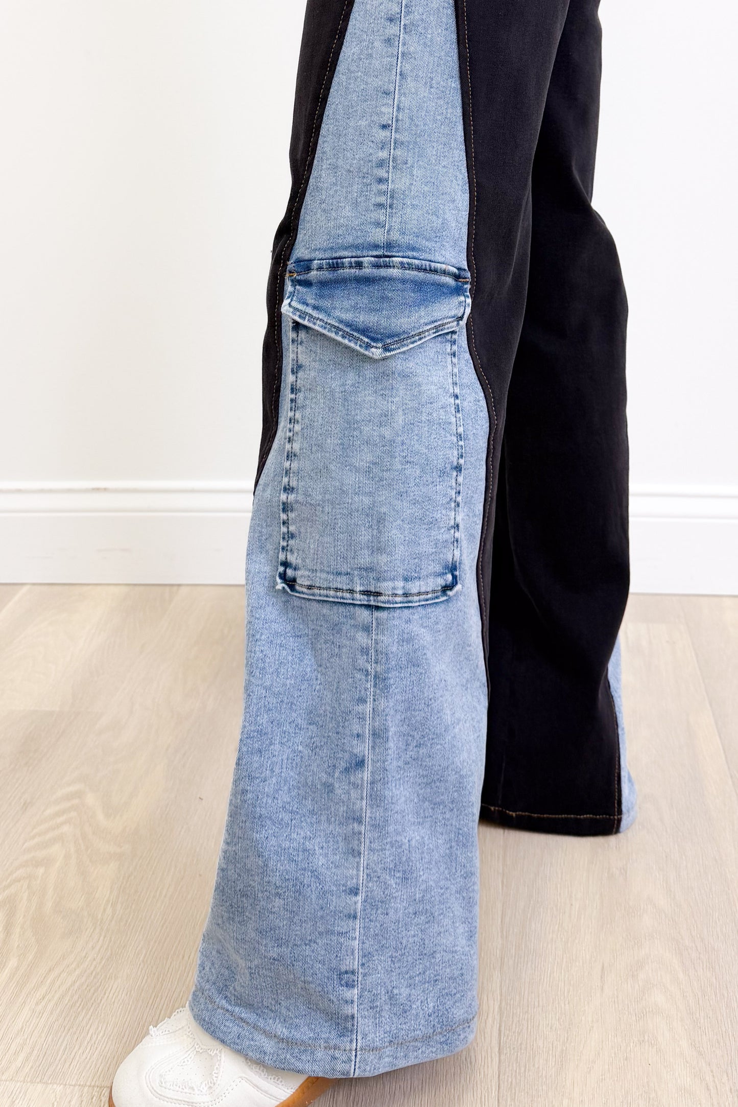 Double Take By Denim BAR - Wide Leg 2 Tone Jeans