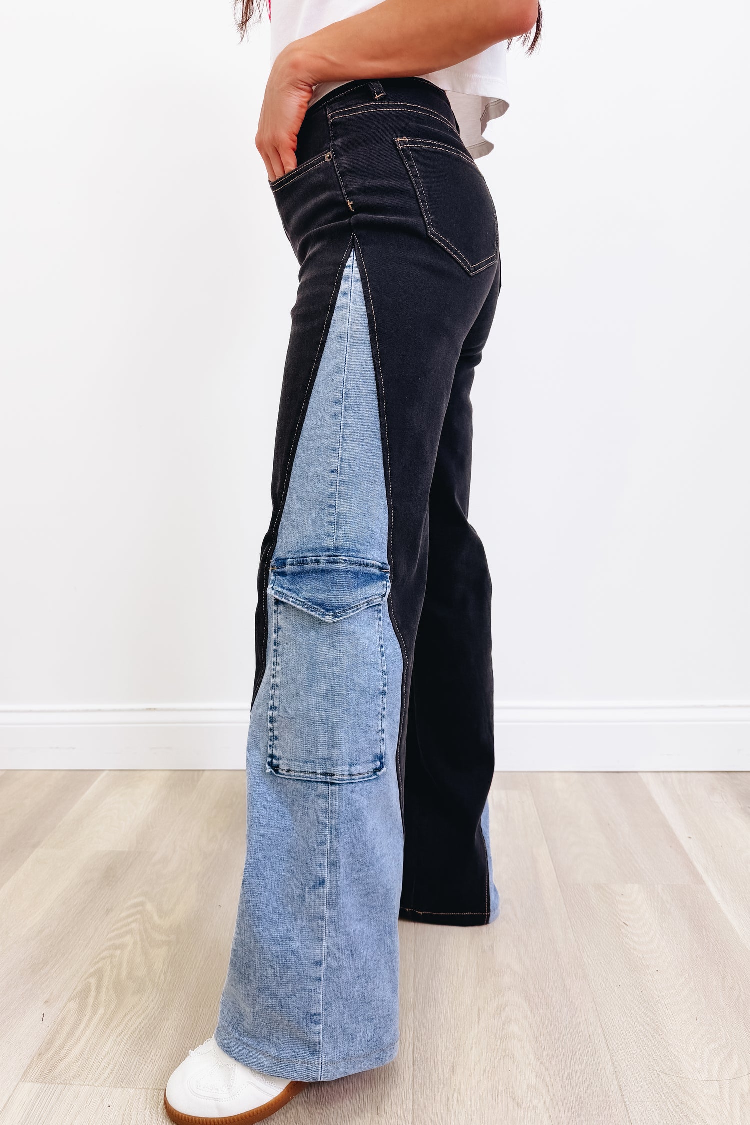 Double Take By BAR Label - Wide Leg Cargo Jeans - Black Indigo