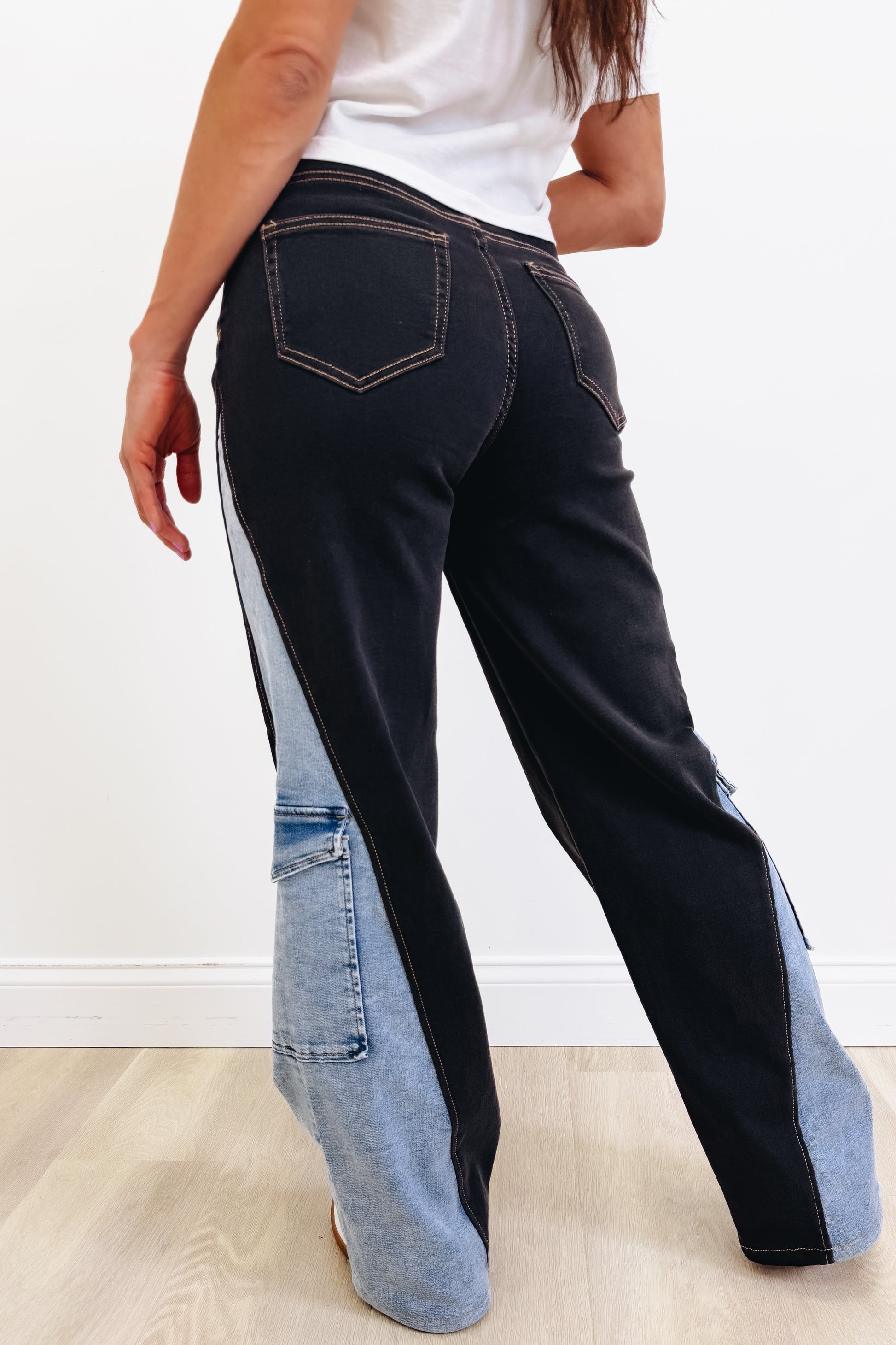 Double Take By Denim BAR - Wide Leg 2 Tone Jeans