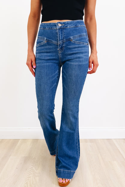 Sexy Back by The Denim BAR  - Flare Jeans in Blue - 3 Inseams