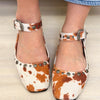 Mystic Studded Ankle Strap Ballerina Flats - Cow White