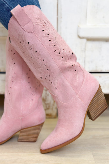 Olivia Cowgirl Boots - Pink