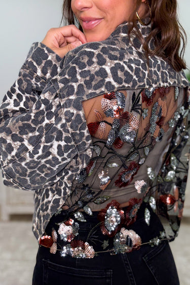 Spotted In Style Floral Leopard Sequin Jacket