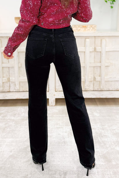 Hot Take By Denim BAR Label - High Rise Straight Leg Jeans - Black