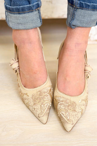 Solana Sling Back Heels - Beige