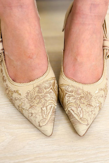 Solana Sling Back Heels - Beige