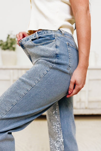 Star Studded By Blue B. - High Rise Rhinestone Front Denim Jeans - 2 Colors!
