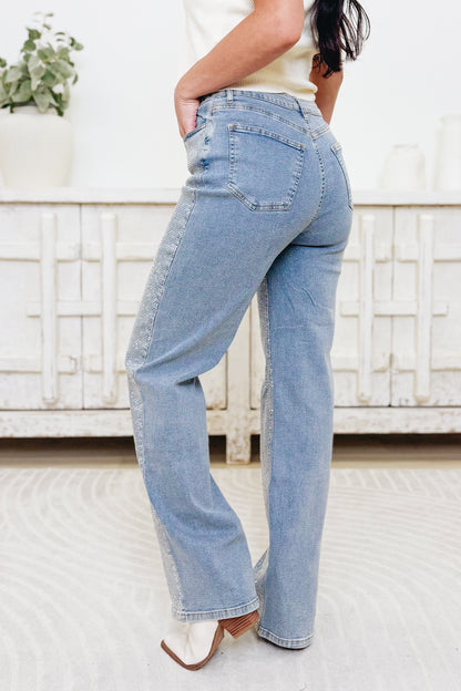 Star Studded By Blue B. - High Rise Rhinestone Front Denim Jeans - 2 Colors!