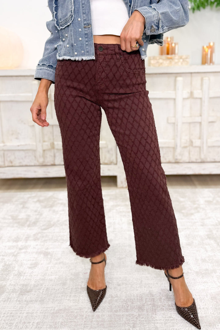 Honey Crush By Risen - High Rise Tummy Control Straight Jeans - Choco Brown