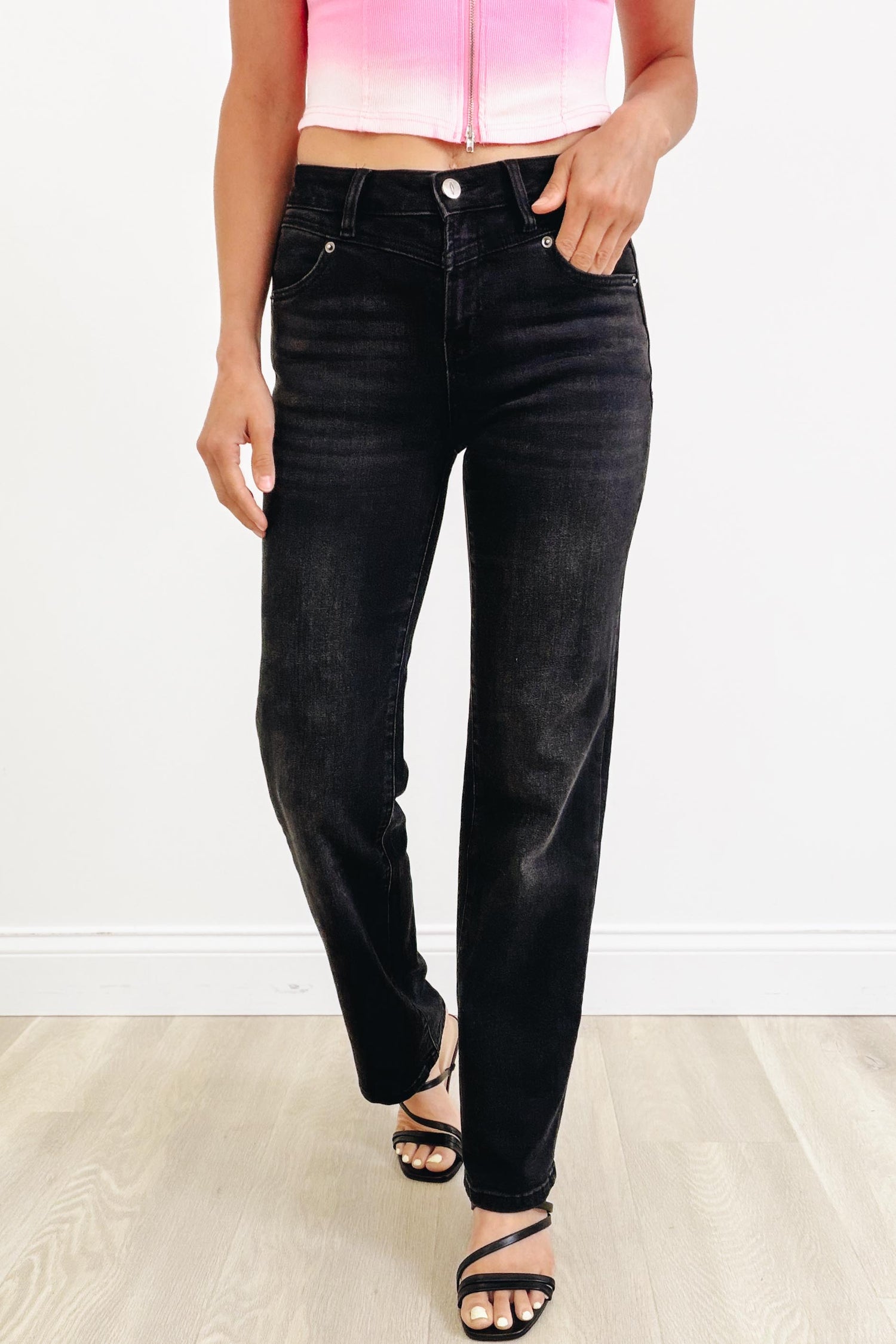 Hot Take By Denim BAR - Straight Leg Jeans - Black