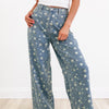 Petal In Time Wide Leg Jeans - Blue Denim