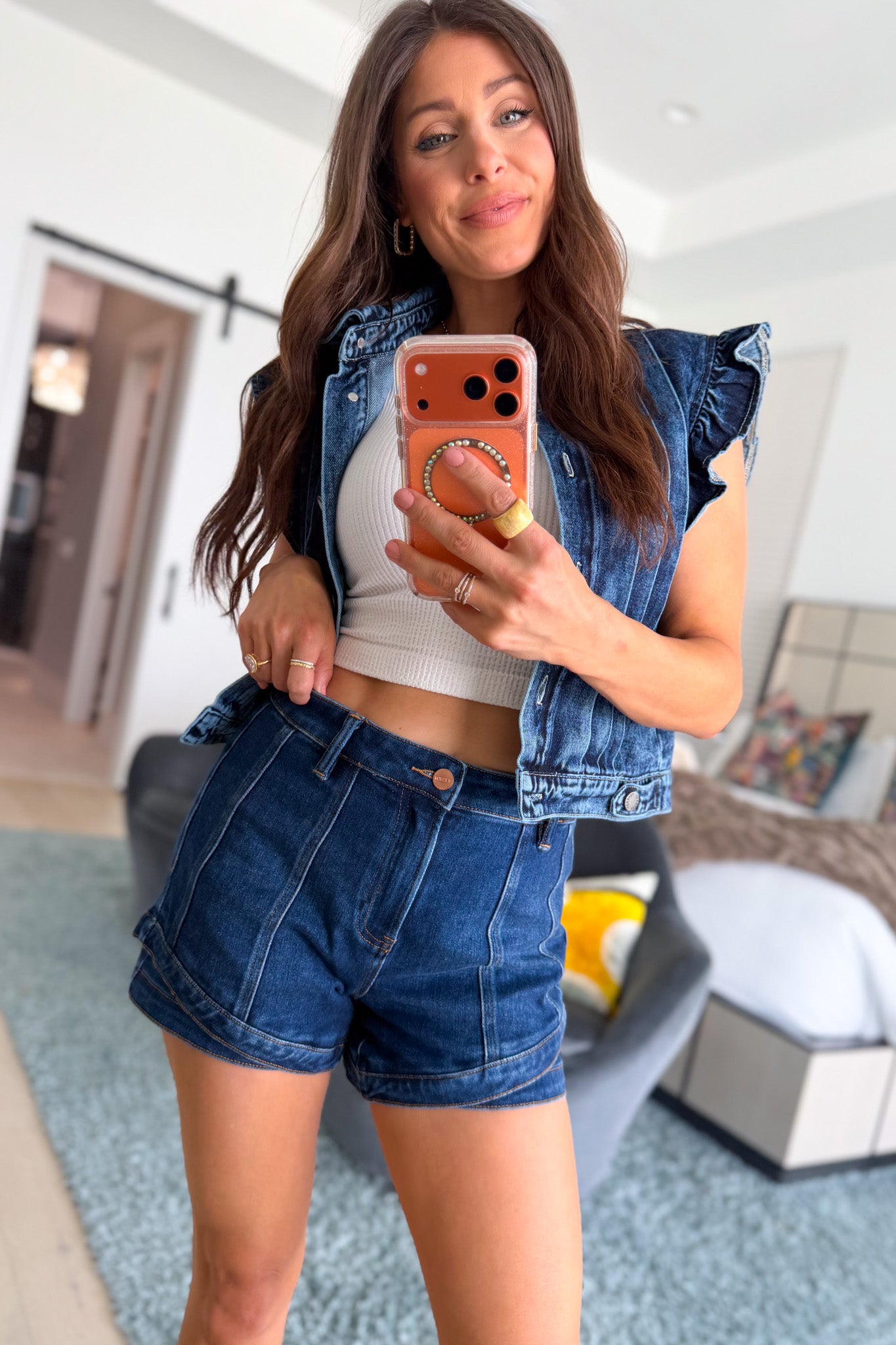 Talk Of The Town By Denim BAR - Denim Shorts - Dark