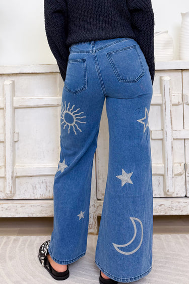 Moon & Stars Denim Jeans-Medium Wash