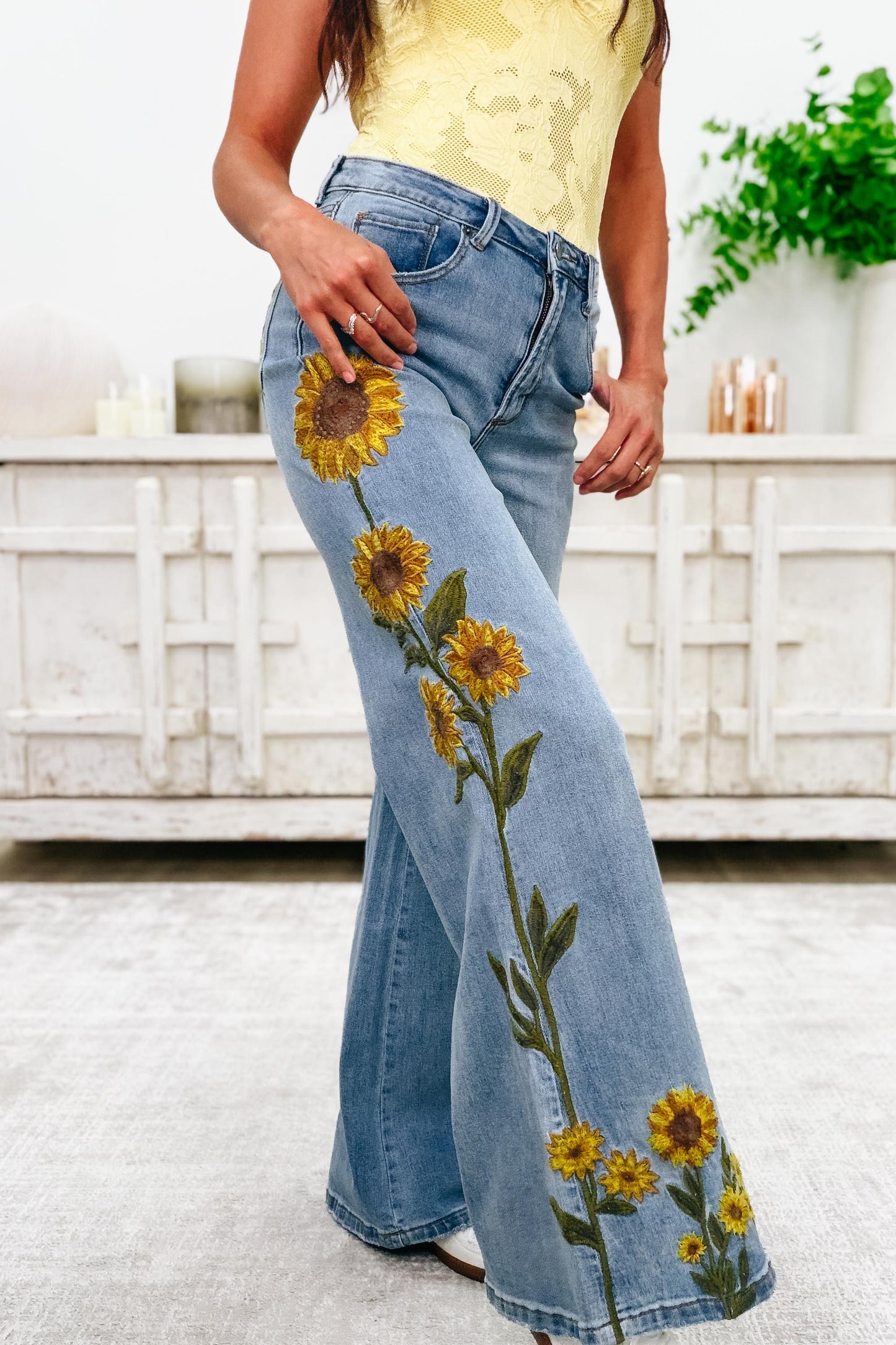 Ray Of Sunshine Sunflower Jeans