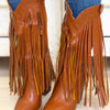Cattle Fringe Western Boots - Tan