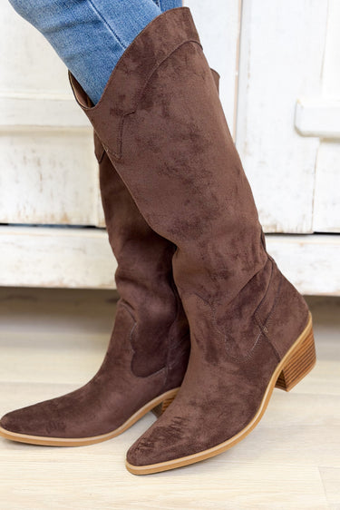 Juliette Sleek Western Tall Boots - Dark Brown