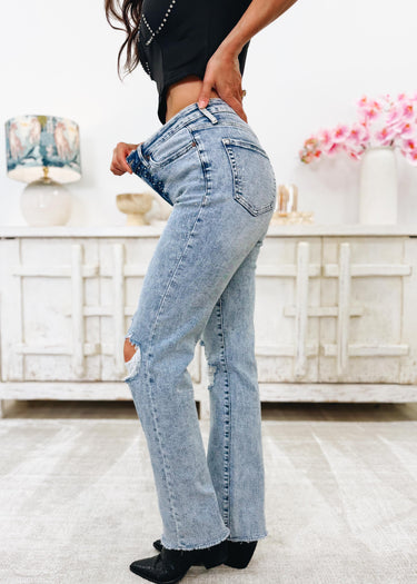 Shimmer Down Now By Mica - Distressed Embellished Jeans