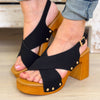 Jungle Platform Block Heel Sandals - Black Nubuck