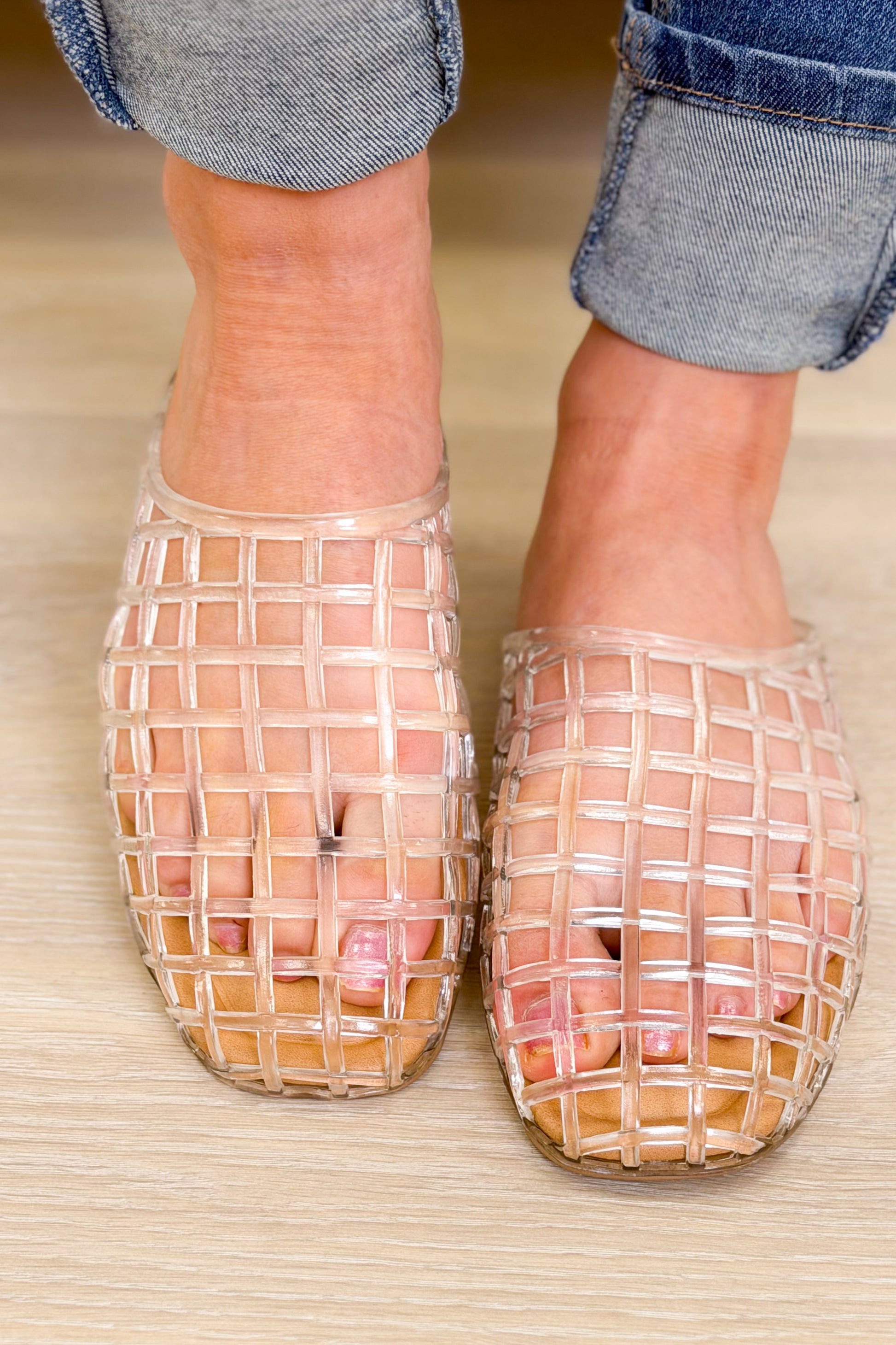 Wayne Lattice Weave Jelly Slip On - Clear