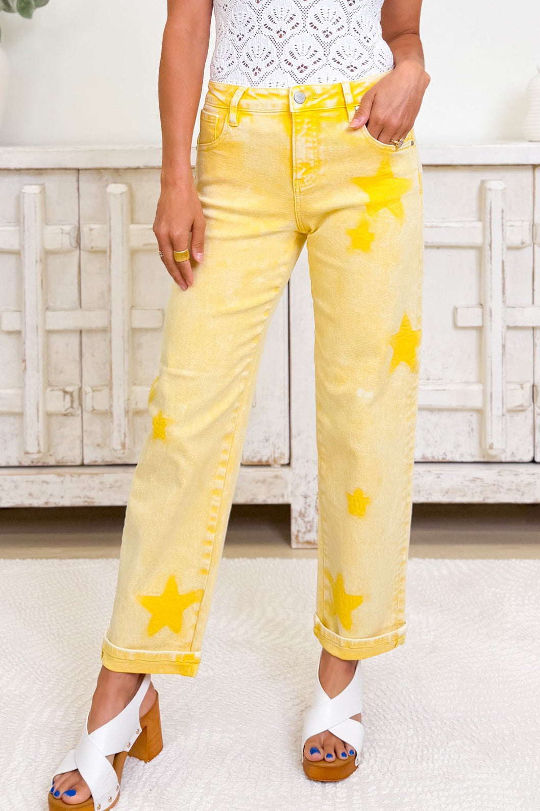 Galaxy Girl By Risen - Boyfriend Jeans - Banana