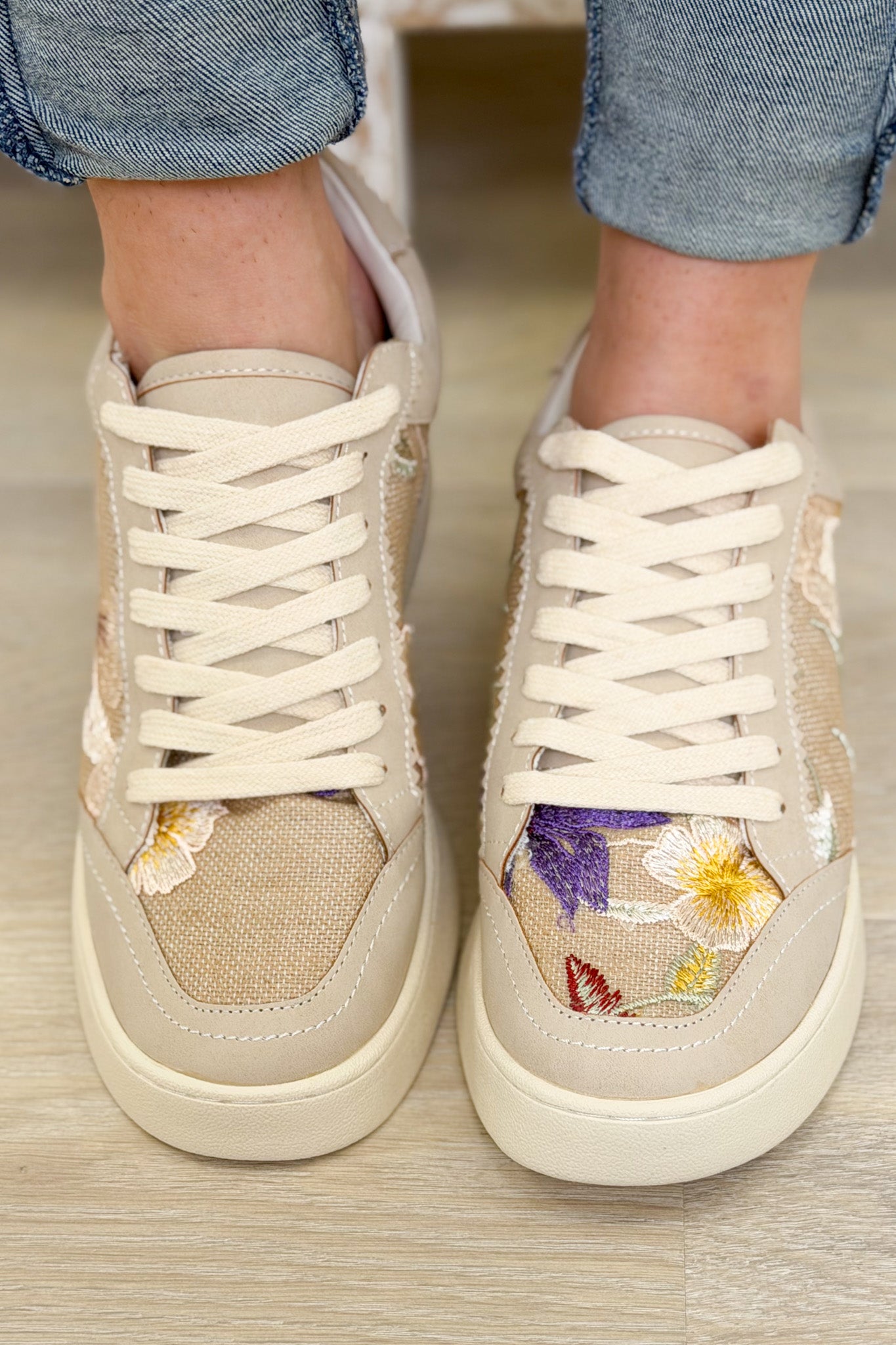 Tammi Floral Sneakers - Light Grey