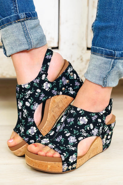 Corky's Carley Wedge - Black Floral