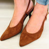 Kitty Suede Slingback Heels - Brown