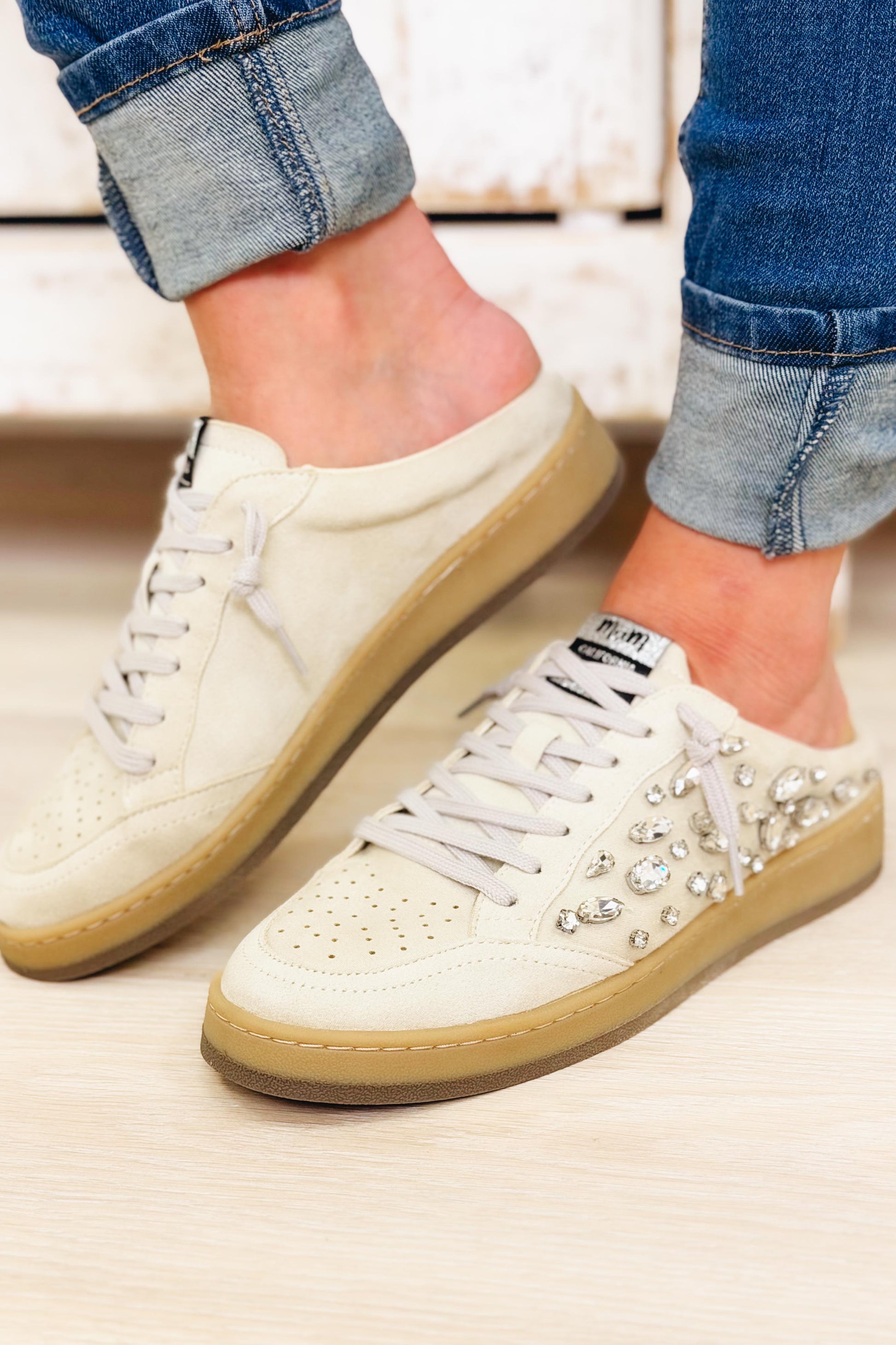 Aloka Crystal Mule Sneakers - Off White